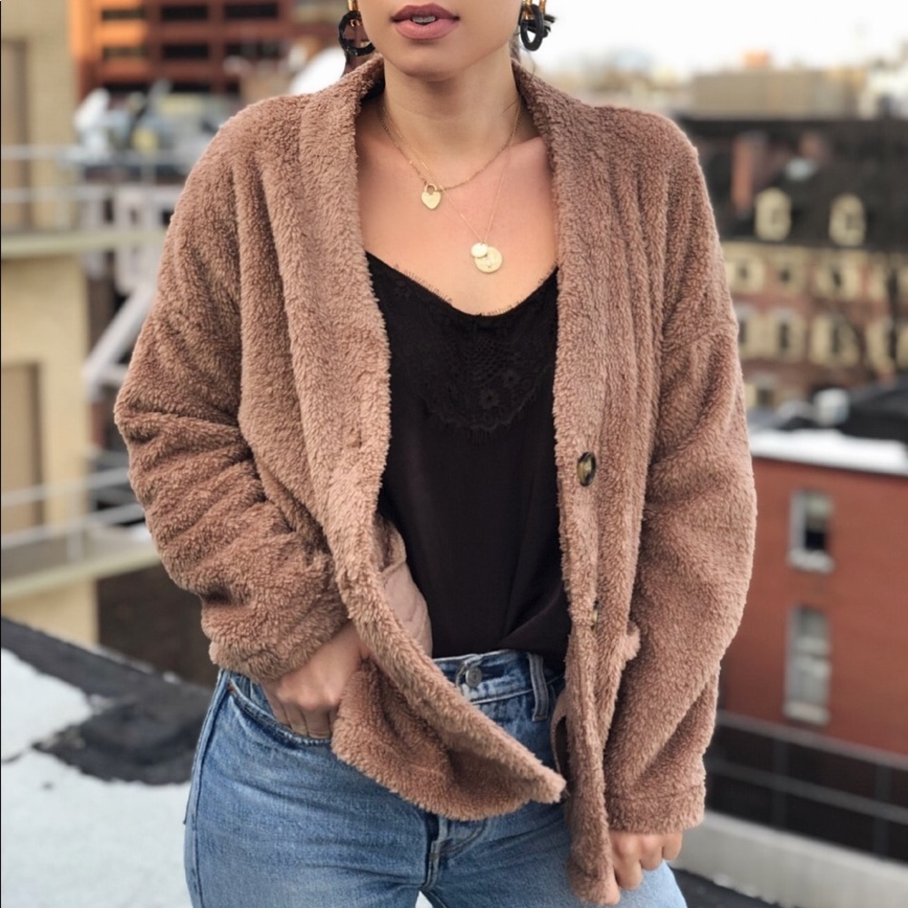 Arabella Taupe Teddy Cardigan - Picture 3 of 7